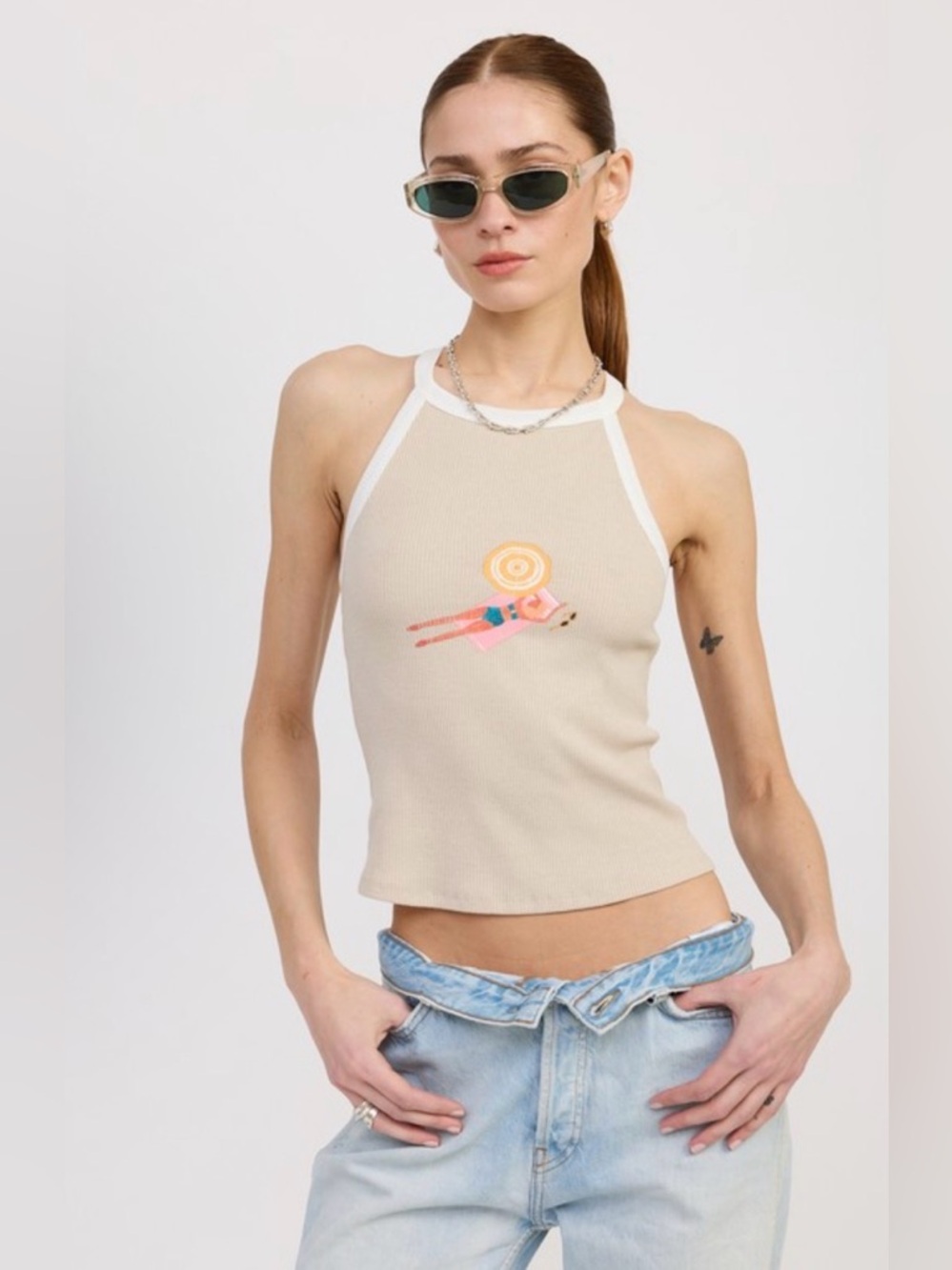 189. Racer back graphic tank top